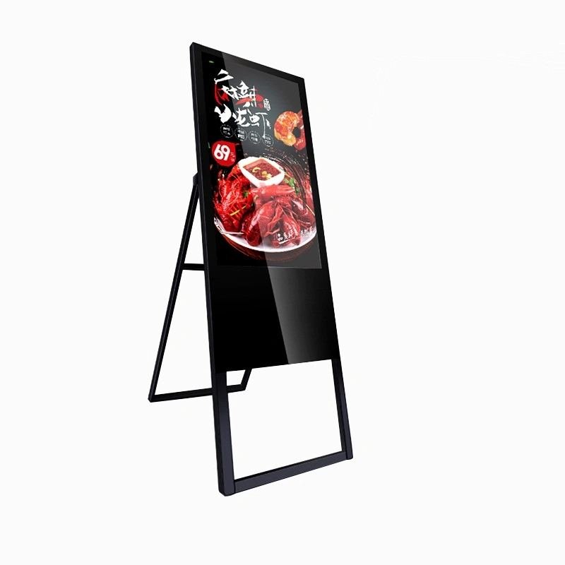 43-Inch Floor Standing Portable Folding Network WiFi Advertising Video Player HD Digital Signage LED Screen LCD Display for Restaurant/Hotel/Promotion