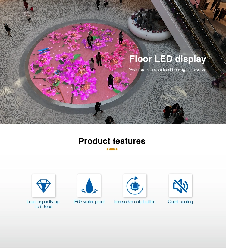 Indoor and Outdoor Large Stage LED Floor Video Screen IP65 Waterproof Super Load Bearing P2.97-Pixel LED Display with Sensor Chip