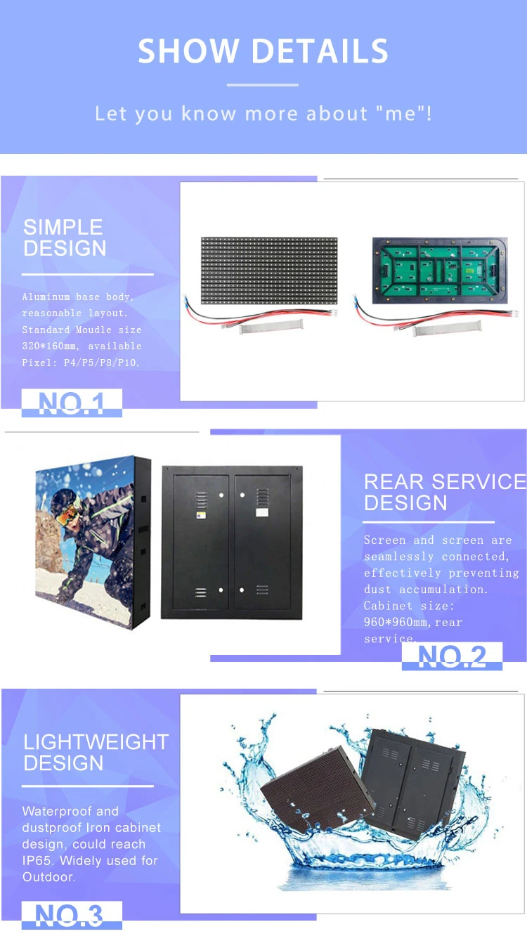 Outdoor Waterproof Iron Cabinet 960*960mm 320*160 P8 Outdoor LED Module Dooh Advertising LED Sign