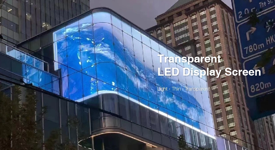 Indoor Outdoor Glass Window Curtain Transparent LED Display Screen P3.91-7.8 LED Video Wall Shopping Mall Advertising