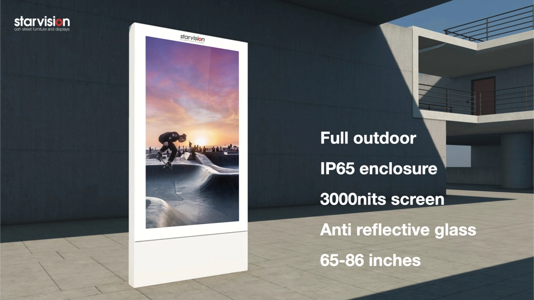 Floor Stand Ultra High Brightness Sunlight Readable Digital Totem Dooh Advertising LCD Outdoor Signs