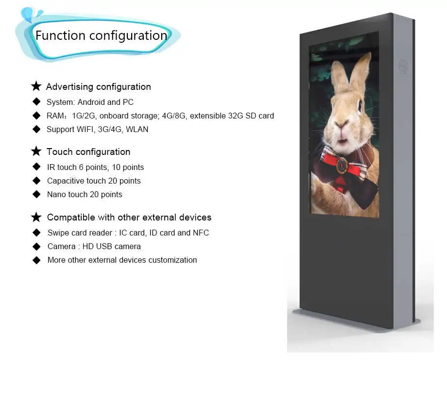 86 Inches Outdoor Freestanding 2500nits Dooh Digital Signage