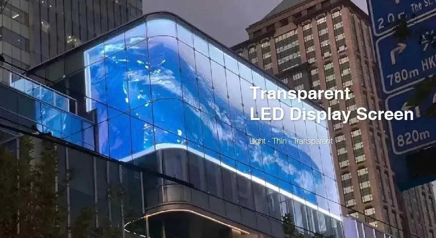 Indoor Outdoor Glass Window Curtain Transparent LED Display Screen P3.9-7.8 LED Video Wall Shopping Mall Advertising