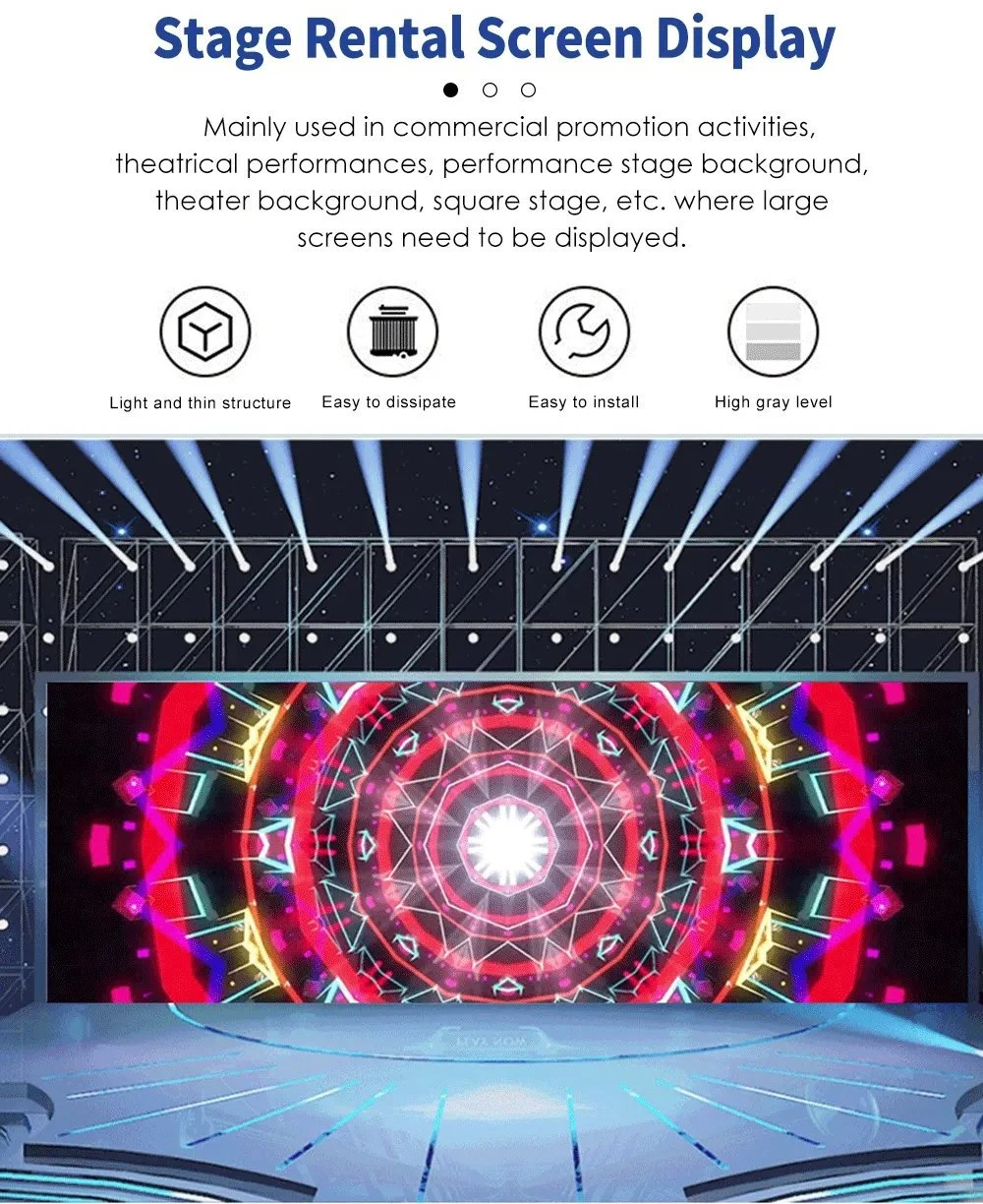 2023 New Screen Indoor Outdoor P3 P4 LED Video Wall Stage HD Big Publicity Events Rental LED Display